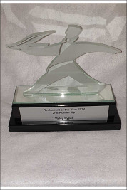 Profile cut Glass Awards, Sandblasted.