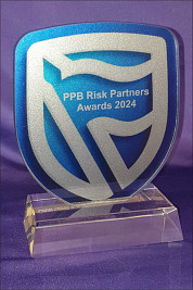 Profile cut glass shield with a colour print and frosted finish