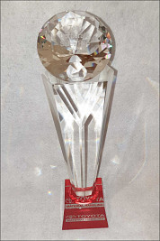 Crystal Pedestal Award with diamond.