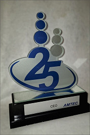 Profile cut  glass award with a colour print