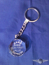 sandblasted crystal keyring- round