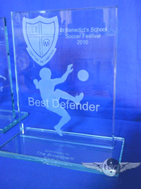 Glass Rectangle Soccer Award