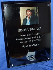 Black wood and glass wall plaque for ANC representative