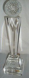 Tall Crystal pedestal with a crystal golf ball Polokwane