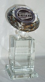 Crystal diamond award with printed diamond