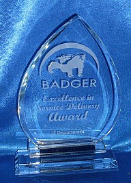 Leaf shaped crystal trophy