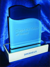 Abstract Glass Award Double Blue