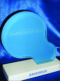 Abstract glass award Amadeus light blue