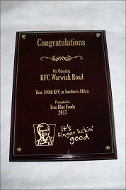 Burgundy wood and Glass Wall Plaque KFC