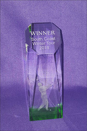 Crystal Lasered Golfer Award with green base
