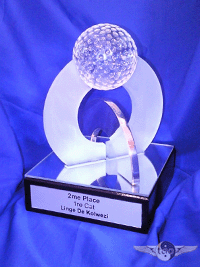 Looping loops glass and metal trophy