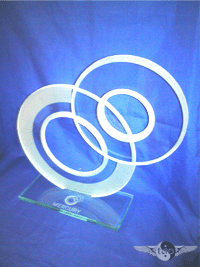 Double Rings Glass Trophy 