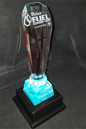 Crystal Fluted award with colour base