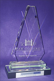 Diamond shaped crystal trophy