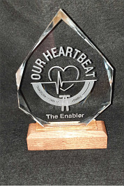 Pointed Crystal Award with a wooden base